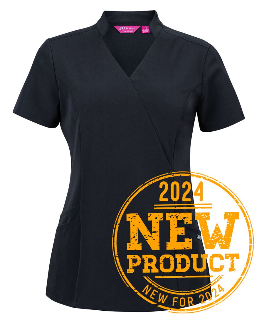 B'S LADIES NU MANDARIN COLLAR SCRUB TOP - 4SMT1