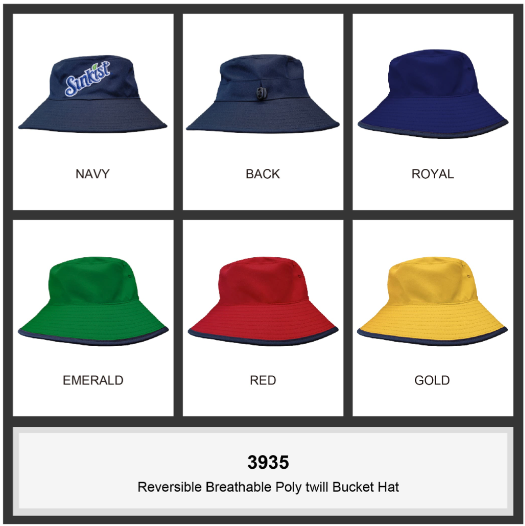 Reversible Breathable Poly Twill Bucket Hat -HW3935