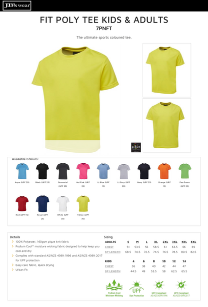 PODIUM NEW FIT POLY TEE (7PNFT) - (2XS -3XL)